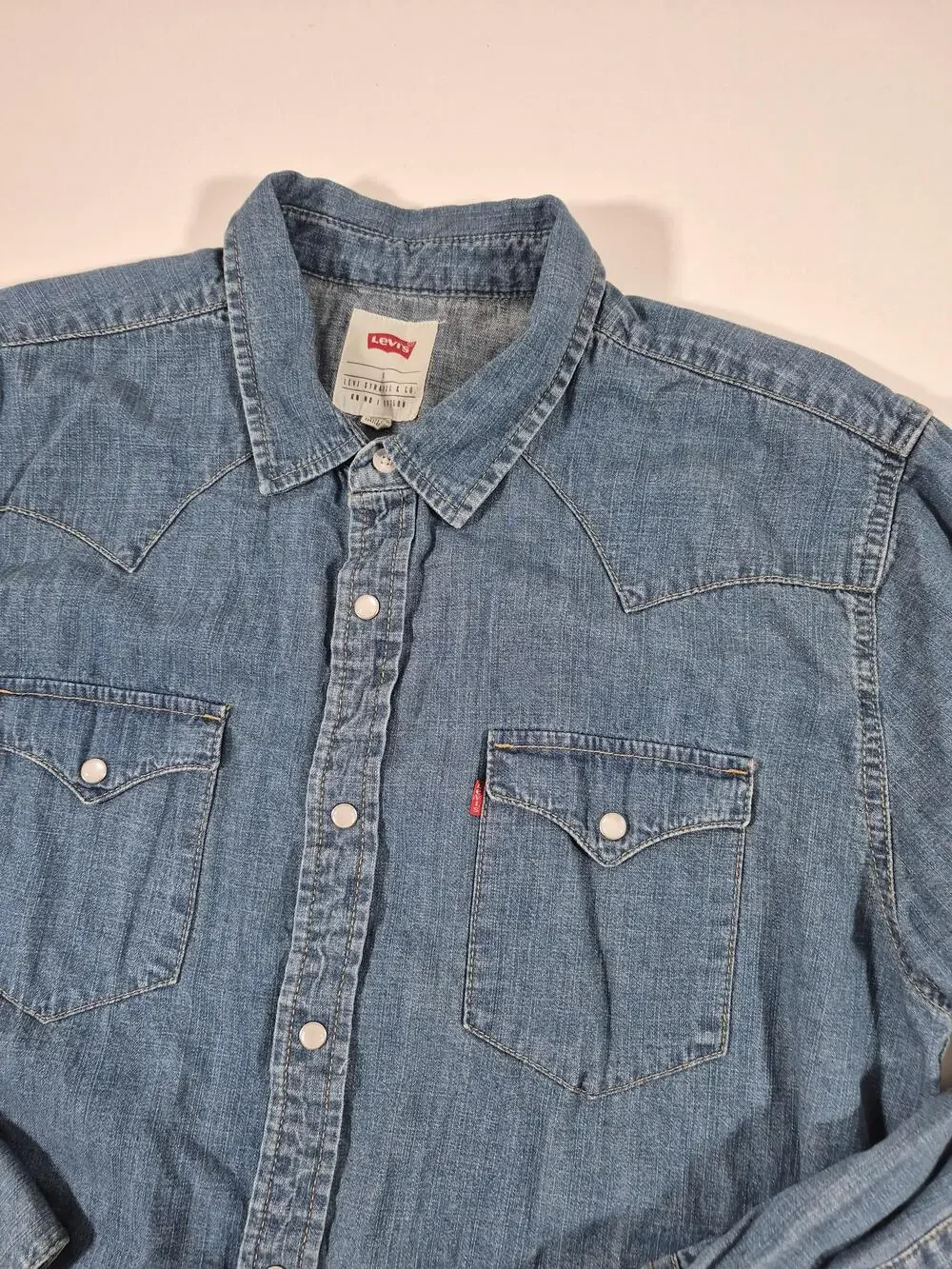 Levi's Men's L Blue Denim Western Pearl Snap Long Sleeve Button-Up Shirt